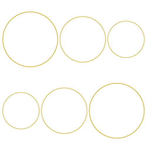 6 Pcs Metal Floral Hoop 3 Sizes（10,12 & 14 inch） Gold Catcher Wr...