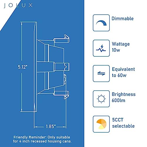 Jolux 4 Inch LED Can Lights Retrofit Recessed Lighting Selectable ...