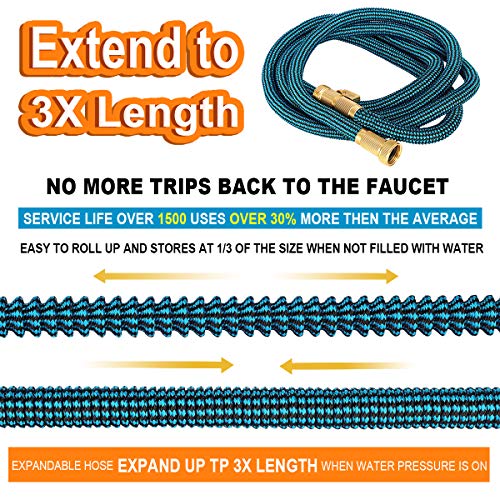 JOOIKOS Expandable Garden Hose 50ft - Flexible Water Hose with 10 ...