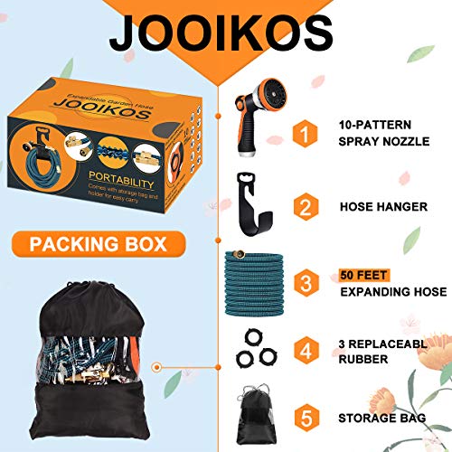 JOOIKOS Expandable Garden Hose 50ft - Flexible Water Hose with 10 ...