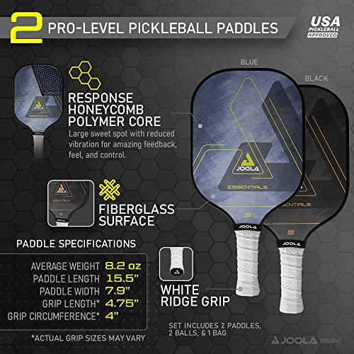 JOOLA Essentials Pickleball Paddles Set with Reinforced Fiberglass...