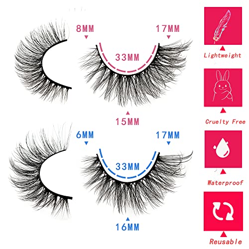 False Eyelashes Pestañas Postizas Wispy Mink Lashes Fluffy 17mm Ca...
