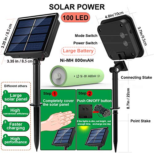 JosMega Upgraded Larger Solar Powered String Lights LED 8 Modes Ou...