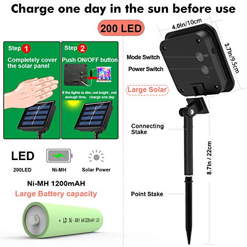 JosMega Upgraded Solar Powered String Fairy Lights 2 Pack 72 ft 20...