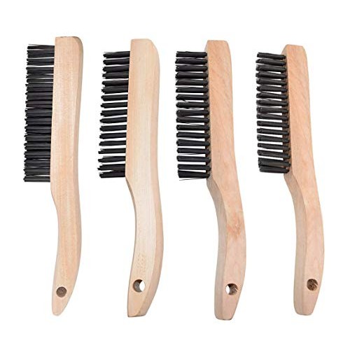 4 Multi-Purpose Shoe Handle Wire Scratch Brushes with Black Oil Te...
