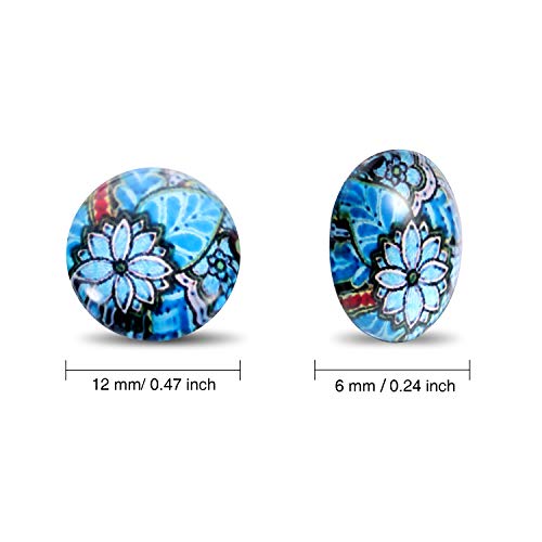 Jovitec 200 Pieces 12 mm Mixed Color Flower Pattern Mosaic Printed...