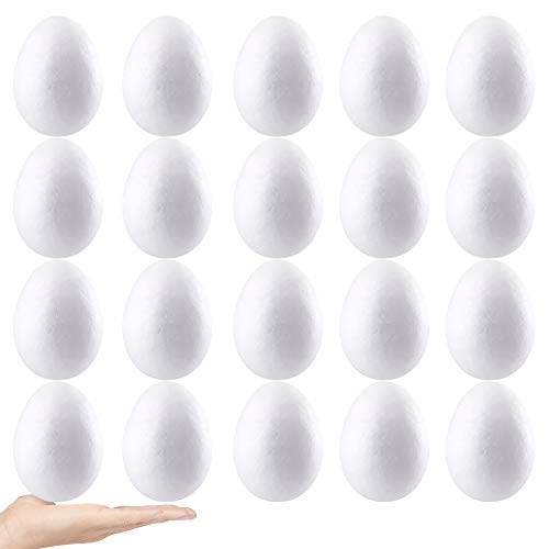 JOYAHO Styrofoam Eggs, 20 Pieces 2.8 Inches Easter Natural White C...