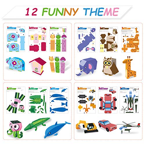 Construction Paper Kid Origami Kit, Paper Model for Crafts, 3D Puz...