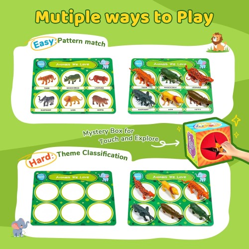 JoyCat Montessori Sensory Sorting Box with 48 Objects for Kids Ages 3-5