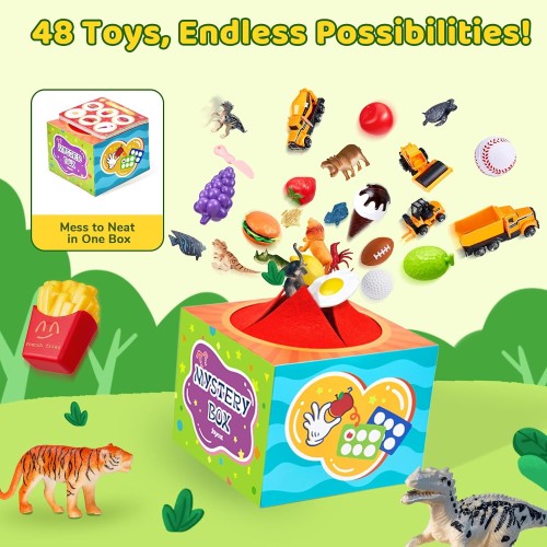 JoyCat Montessori Sensory Sorting Box with 48 Objects for Kids Ages 3-5