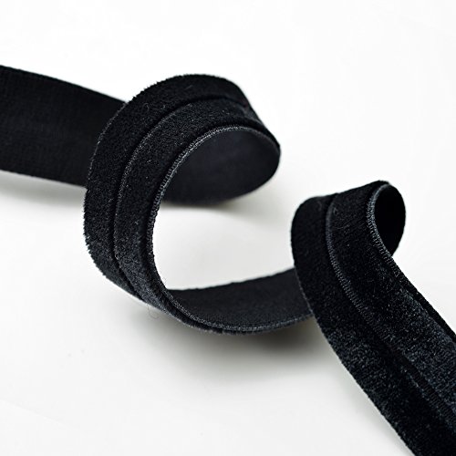 4-Yards 5/8 15mm Fold Over Velvet Elastic Stretch Ribbon Trim,...
