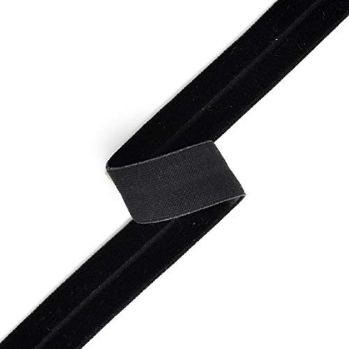 4-Yards 5/8 15mm Fold Over Velvet Elastic Stretch Ribbon Trim,...