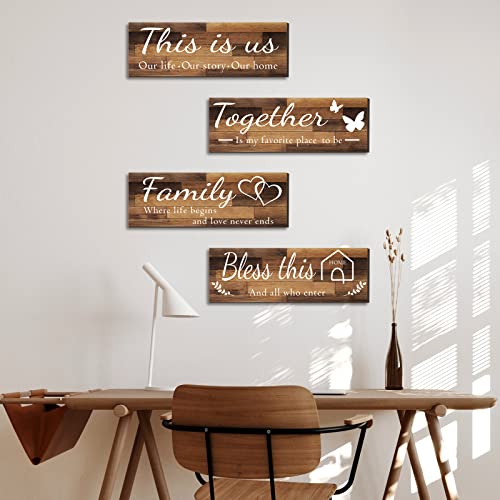 4 Pieces Home Wall Signs, THIS IS US/TOGETHER/BLESS THIS HOME/FAMI...