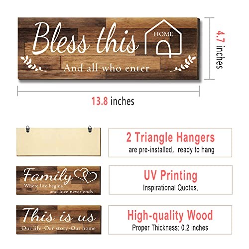 4 Pieces Home Wall Signs, THIS IS US/TOGETHER/BLESS THIS HOME/FAMI...