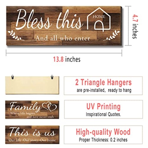 4 Pieces Home Wall Signs, THIS IS US/TOGETHER/BLESS THIS HOME/FAMI...