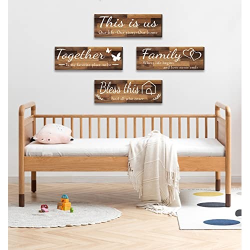 4 Pieces Home Wall Signs, THIS IS US/TOGETHER/BLESS THIS HOME/FAMI...
