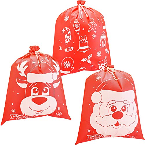 6 Giant Wrapping Christmas Gift Bags 36” x 44” Jumbo Fabric Reusab...