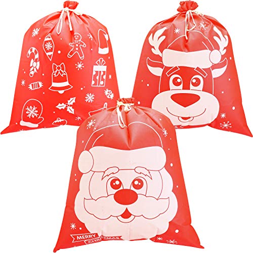 6 Giant Wrapping Christmas Gift Bags 36” x 44” Jumbo Fabric Reusab...
