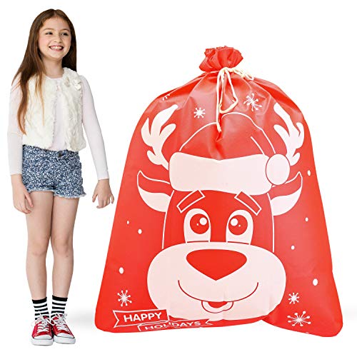 6 Giant Wrapping Christmas Gift Bags 36” x 44” Jumbo Fabric Reusab...
