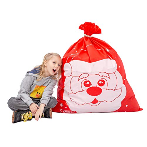 6 Giant Wrapping Christmas Gift Bags 36” x 44” Jumbo Fabric Reusab...
