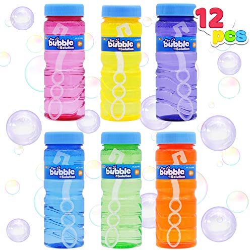 JOYIN 12 4oz Bubble Bottles with Wand Assortment for Kids, Bubble ...