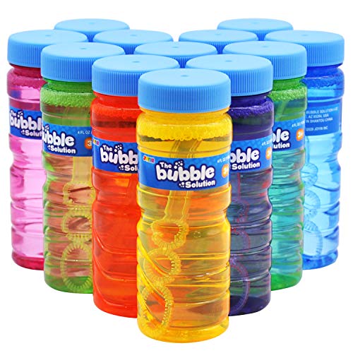 JOYIN 12 4oz Bubble Bottles with Wand Assortment for Kids, Bubble ...