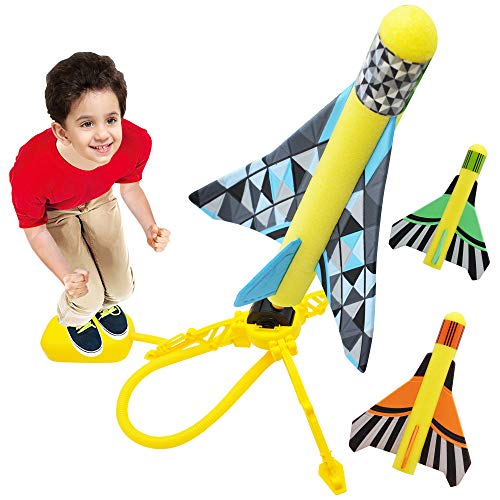 JOYIN 3pcs Jump Rocket Launchers for Kids, Stomp Rocket Stunt Plan...