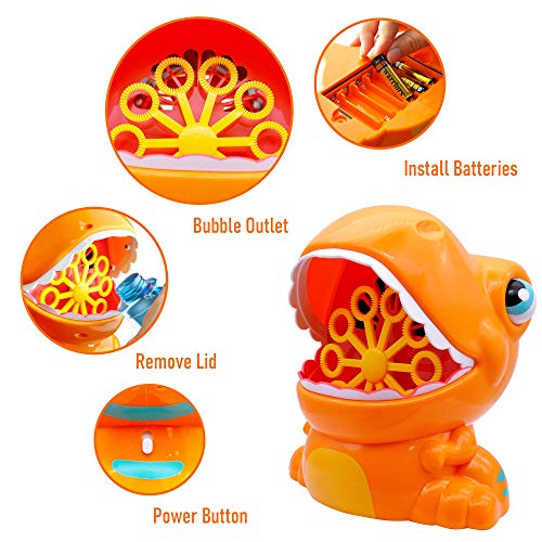 JOYIN Dinosaur Bubble Machine 1000+ Bubble Per Minute with 2 Bott...