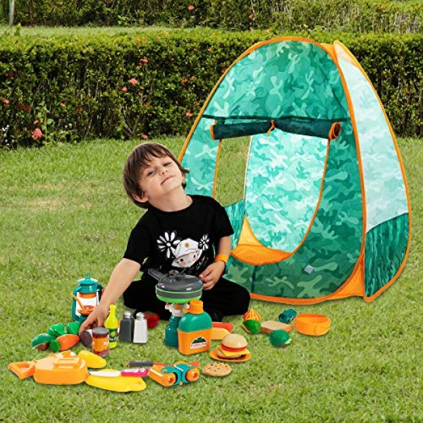JOYIN Kids Camping Set with Tent 40+ pcs Camping Gear Tool Pretend...