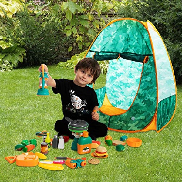JOYIN Kids Camping Set with Tent 40+ pcs Camping Gear Tool Pretend...