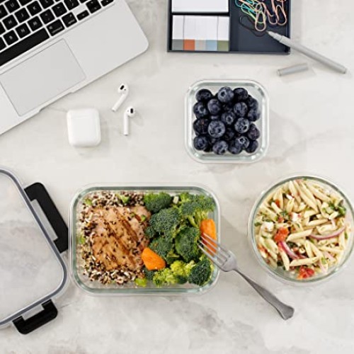 JoyJolt JoyFul 24pc Borosilicate Glass Storage Containers with Lid...