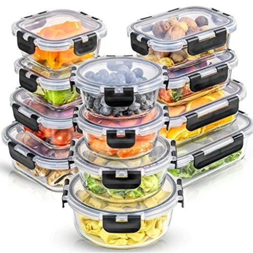 JoyJolt JoyFul 24pc Borosilicate Glass Storage Containers with Lid...