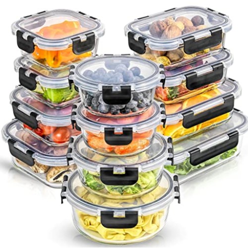 JoyJolt JoyFul 24pc Borosilicate Glass Storage Containers with Lid...