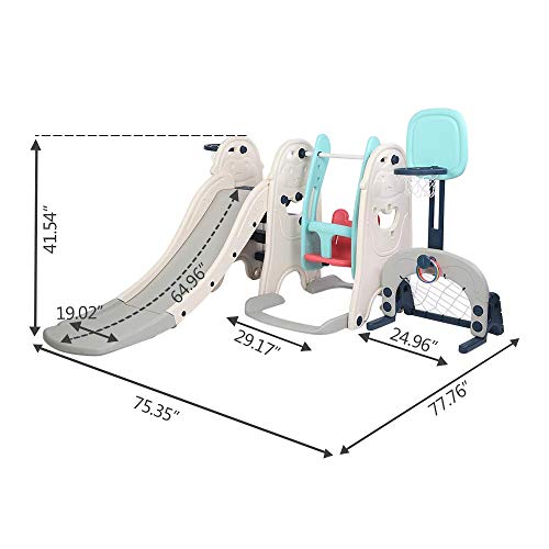 JOYMOR 6-in-1 Toddler Slide and Swing Set, Kids Play Climber Slide...
