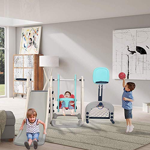 JOYMOR 6-in-1 Toddler Slide and Swing Set, Kids Play Climber Slide...