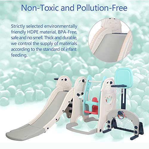 JOYMOR 6-in-1 Toddler Slide and Swing Set, Kids Play Climber Slide...