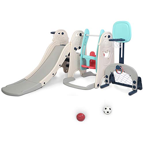 JOYMOR 6-in-1 Toddler Slide and Swing Set, Kids Play Climber Slide...