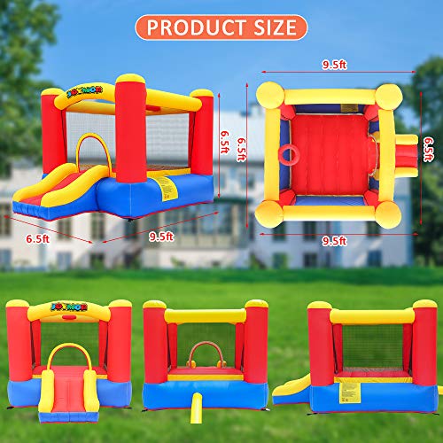 JOYMOR Inflatable Bounce House w/Air Blower, Slide Castle Indoor/O...