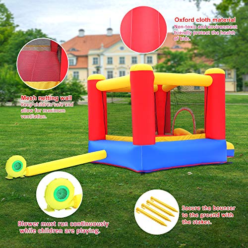 JOYMOR Inflatable Bounce House w/Air Blower, Slide Castle Indoor/O...