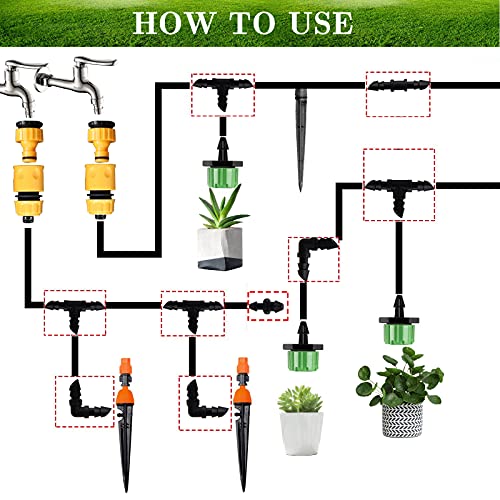 JOYPRO Irrigation Fittings Kit for 1/4 Tubing 130 Pieces Set Drip...