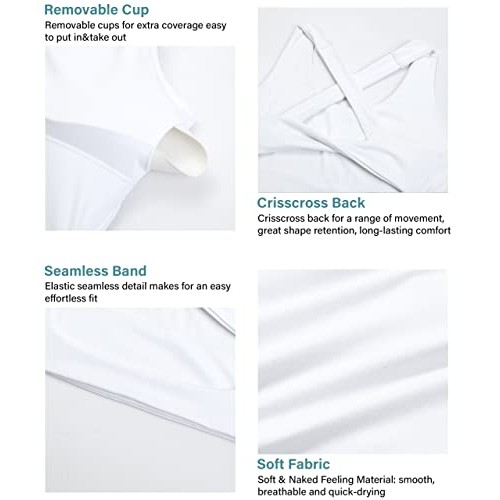 Workout Tops for Women Criss-Cross Back Padded Sports Bras for Wom...