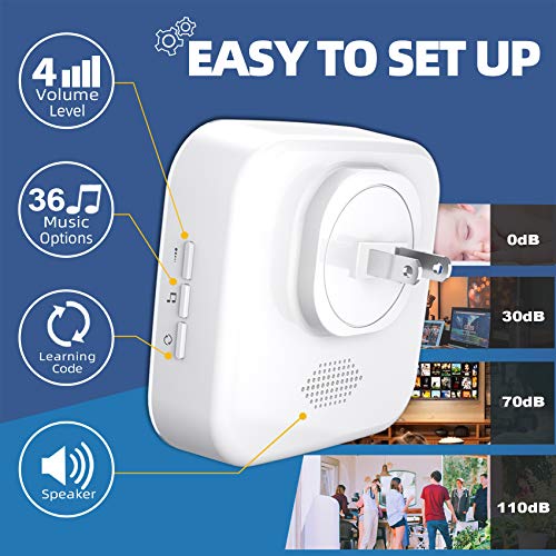 Wireless Doorbell JSIEEM Waterproof Door Bell Operating at 1000 fe...