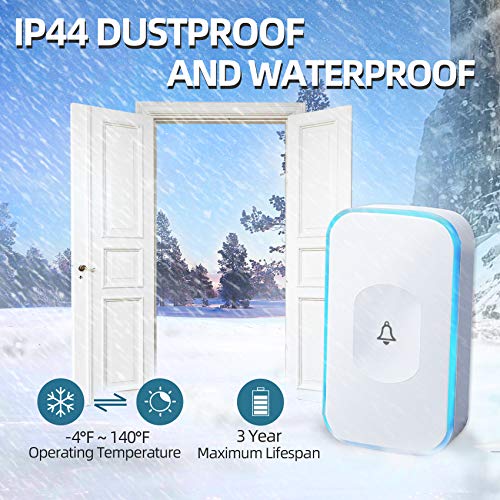 Wireless Doorbell JSIEEM Waterproof Door Bell Operating at 1000 fe...