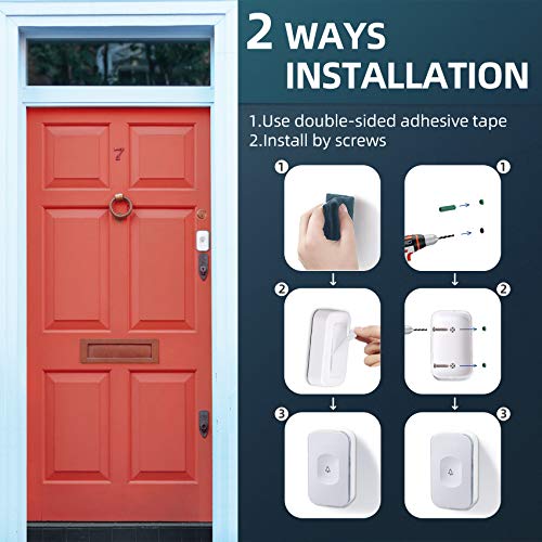 Wireless Doorbell JSIEEM Waterproof Door Bell Operating at 1000 fe...