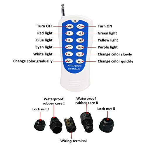 JSN&PC LED Underwater Lights 18W RGB Color Changing with RF Remote...