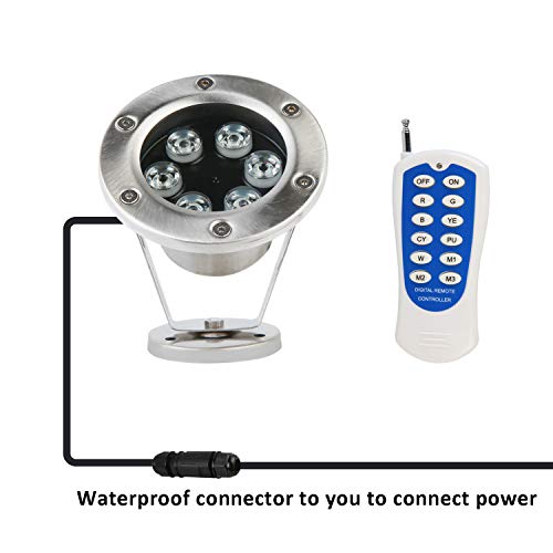 JSN&PC LED Underwater Lights 18W RGB Color Changing with RF Remote...