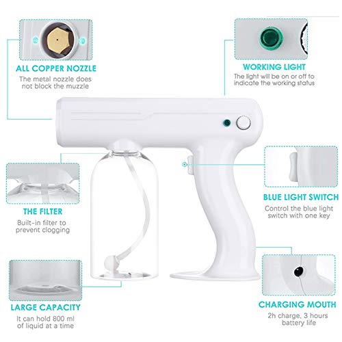JSPOYOU 800ML Blue Light Nano Steam Atomizing Fogger Disinfection ...