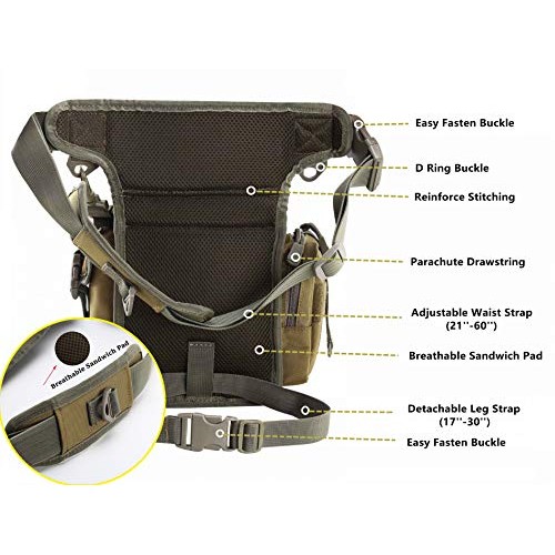 Multifunctional Drop Leg Waist Bag, Tactical Military Thigh Hip Ou...