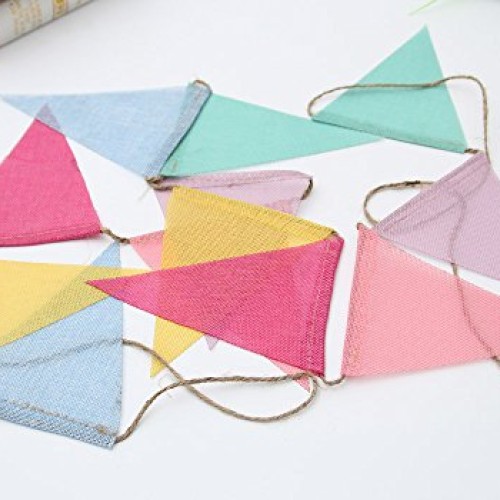 Juland 24 Flags Multicolor Pennant Banner Triangle Flag Bunting fo...