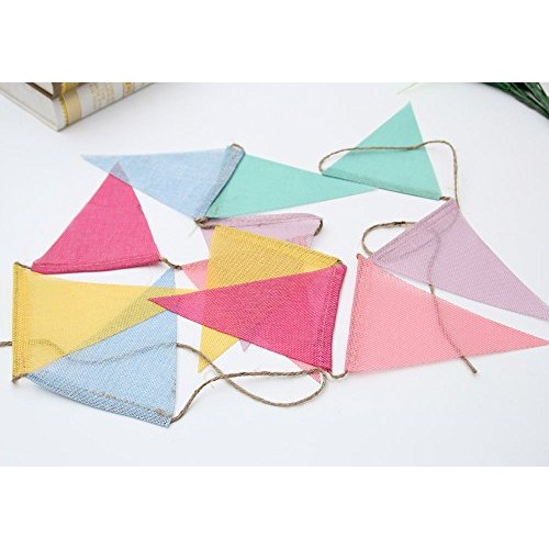Juland 24 Flags Multicolor Pennant Banner Triangle Flag Bunting fo...